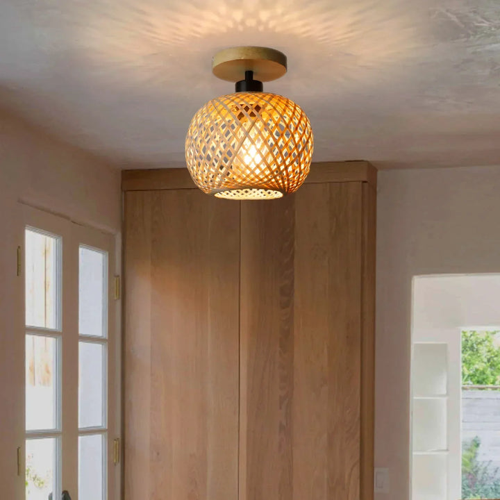 Natura Bamboo Ceiling Lamp | Handwoven Rattan LED Fixture