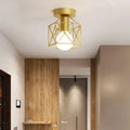 Modern Gold Ceiling Light | Geometric Metal Cage Design