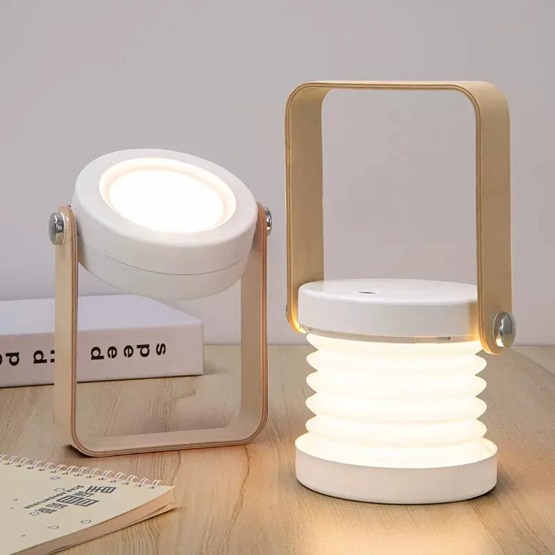 Creative Wooden Handle Portable Lantern | Folding Rechargeable Table Lamp