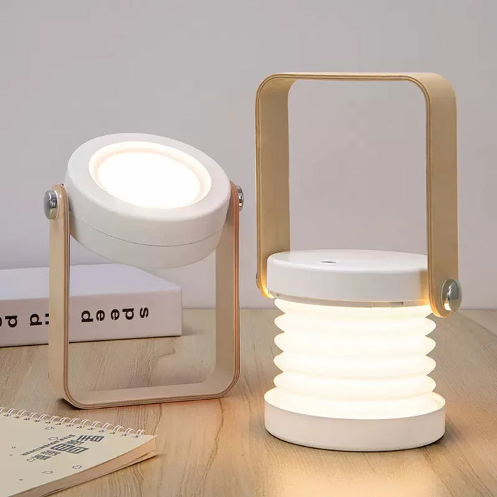 Creative Wooden Handle Portable Lantern | Folding Rechargeable Table Lamp