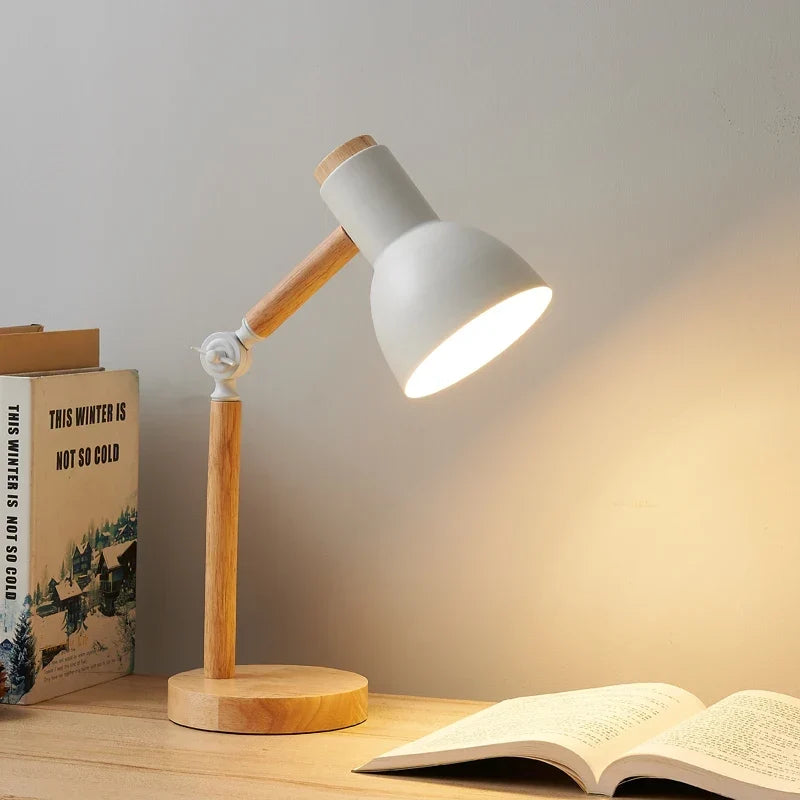 Nordic Wooden Desk Lamp | Adjustable Modern Table Light