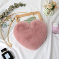 Shoulder Bag Faux Fur Heart Crossbody Chain Purse