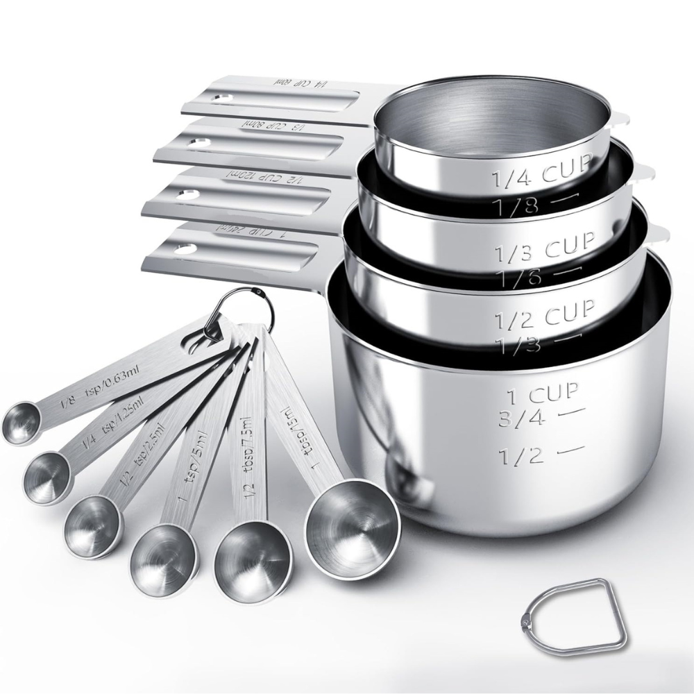 Measuring Cups Stainless Steel Set Spoons Baking Cooking
