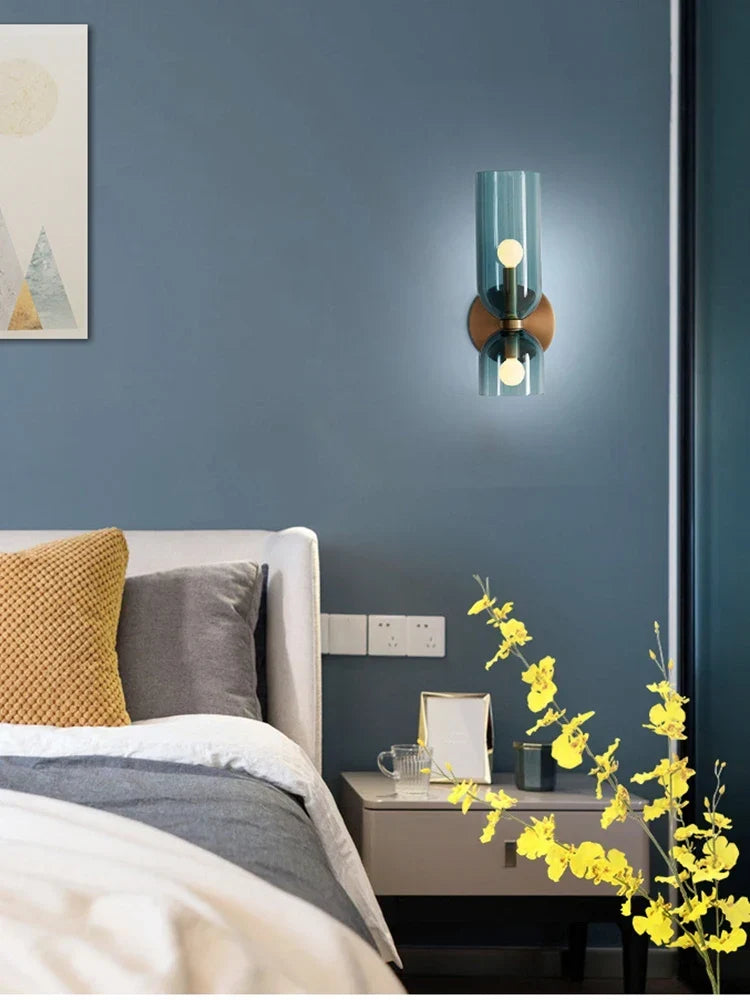 Nordic Glass Wall Lamp | Smoked Tube Design