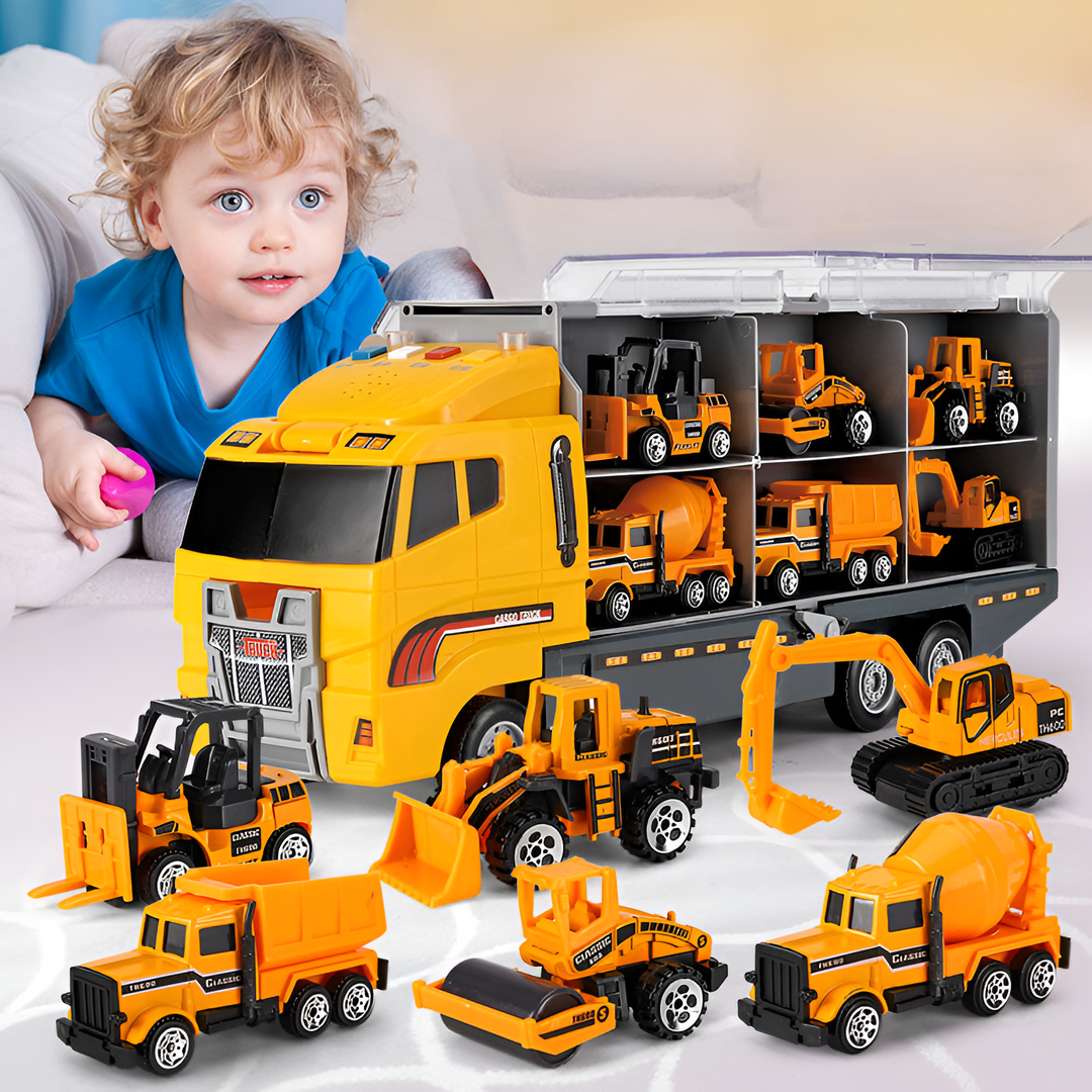 Toy Construction Vehicle Set Alloy Mini Truck Play Carrier Kit