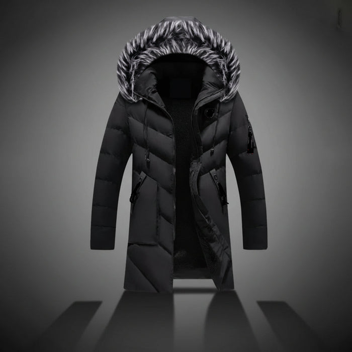 Men Winter Jacket Lined Hooded Cold Weather Coat