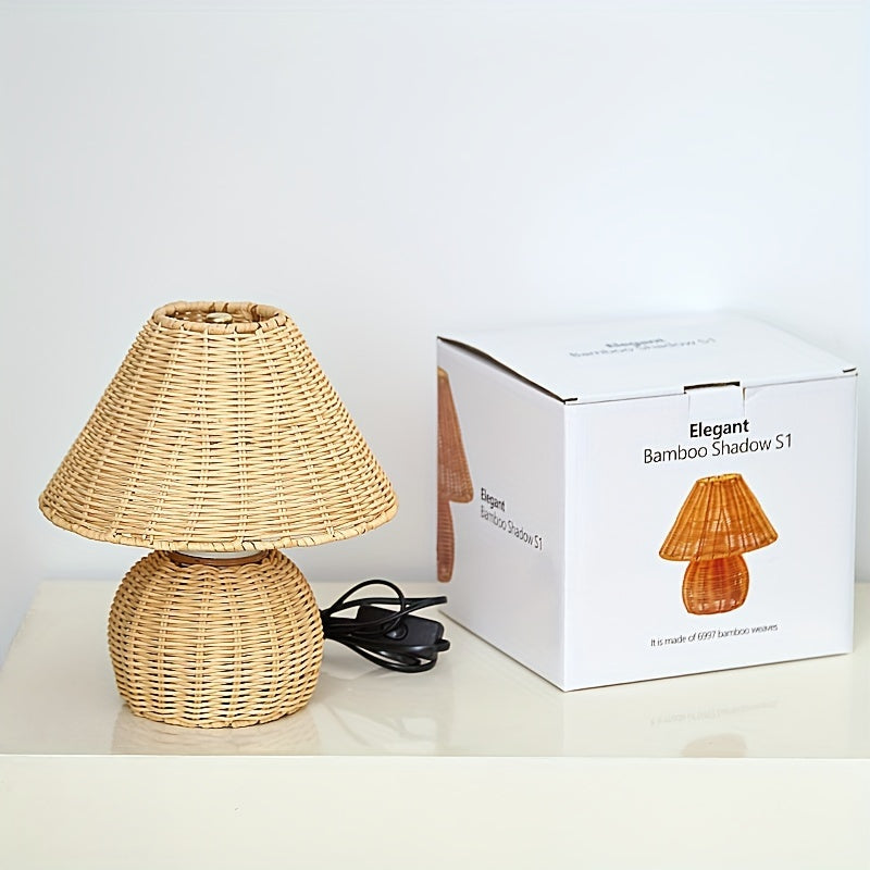 Bamboo Woven Desk Lamp | USB-Powered Boho Accent Light