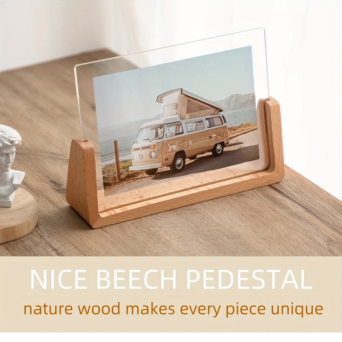 U-Shaped Acrylic & Wood Photo Frame | Modern Minimalist Display