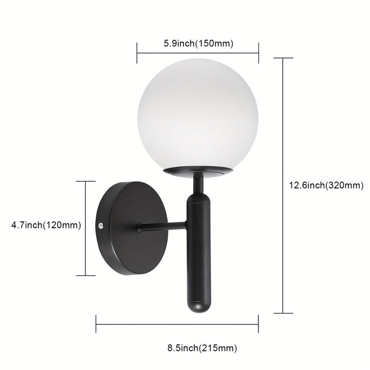 Modern Glass Globe Wall Sconce | Polished Metal Semi-Flush Mount Fixture