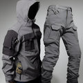 Men's Tactical Outdoor Jacket Pants Rugged Multi Pocket Hooded