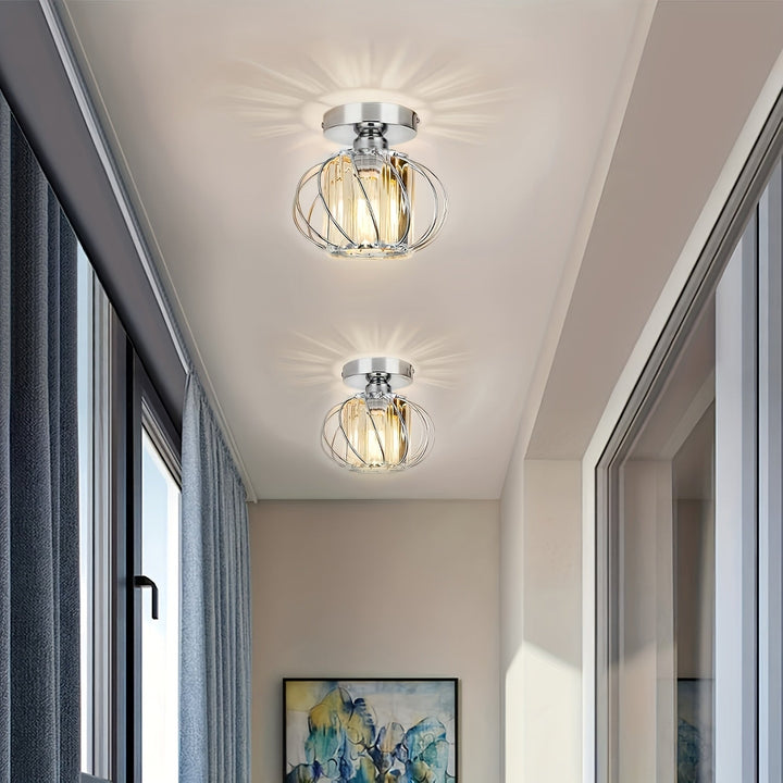 Modern Industrial Cage Ceiling Light | Elegant Semi Flush Mount Fixture