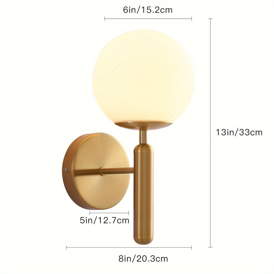 Modern Glass Globe Wall Sconce | Polished Metal Semi-Flush Mount Fixture
