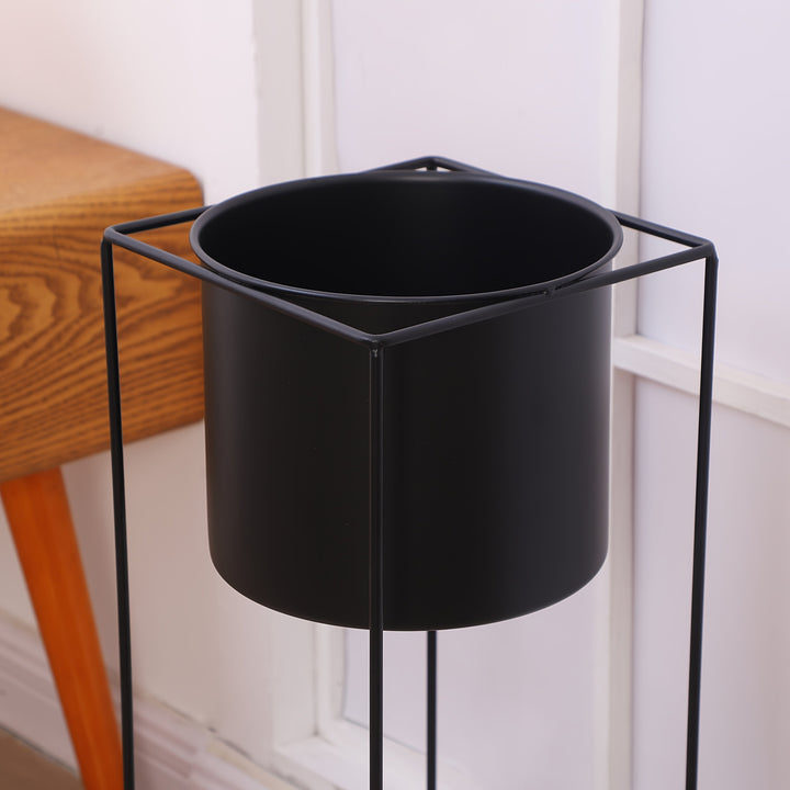 Metal Indoor Plant Stand | Modern Black Rectangular Plant Holder