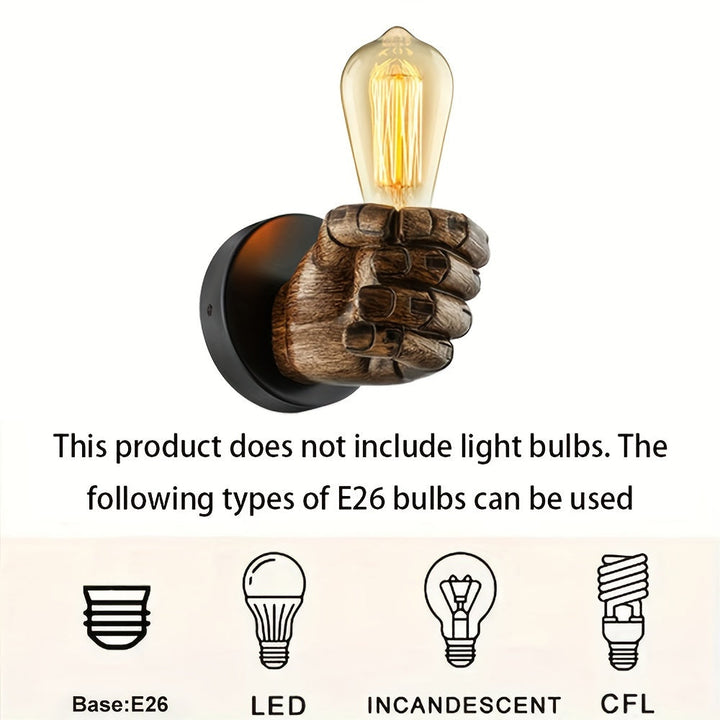 Industrial Hand Wall Lamp | Resin E26 Wall Sconce