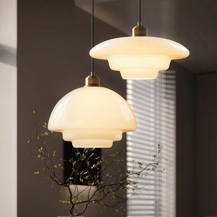 White Glass Pendant Light | Modern Mid-Century Elegance