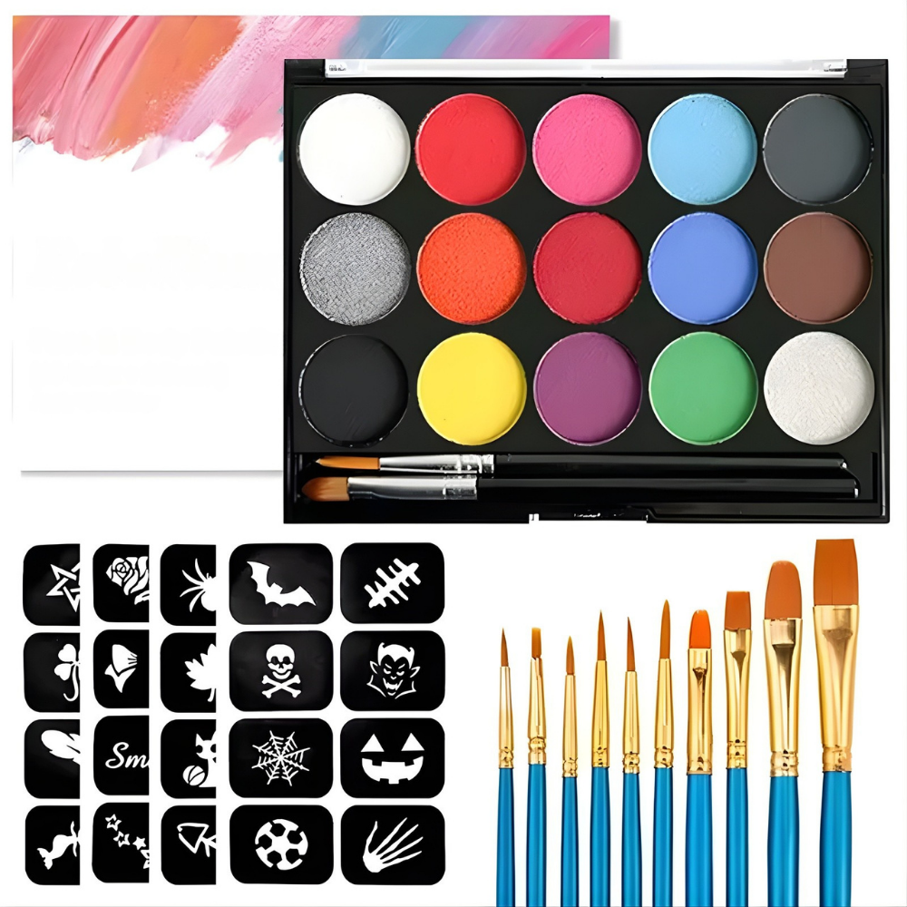 Soccer Ball Face Paint Kit 15 color Palette Creative Designs
