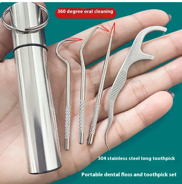 Reusable Toothpick &amp; Dental Pick Set with Travel Case