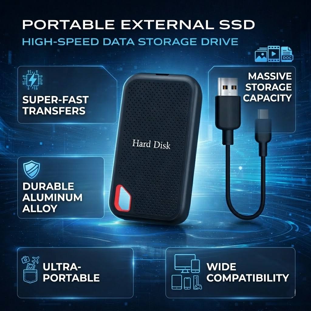 External Hard Drive Portable SSD High-Speed Data Storage