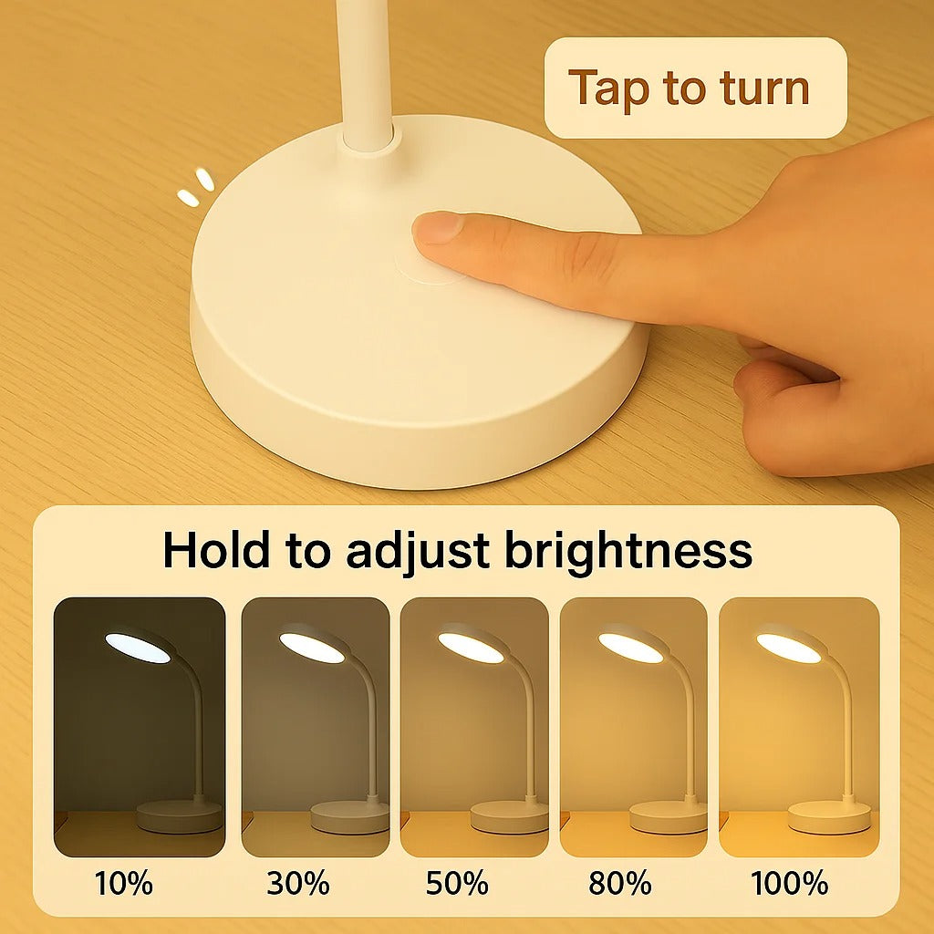 LED Desk Lamp with USB Charging | Adjustable Swan-Neck Reading Light