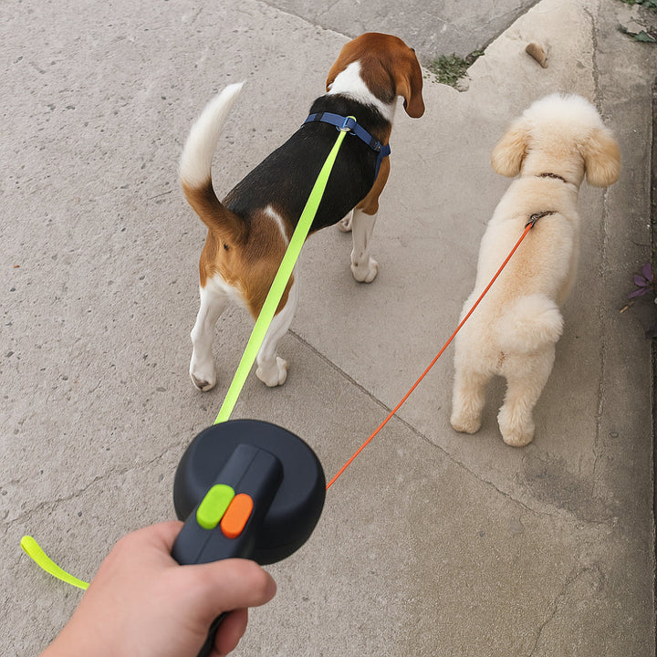 Dog Leash Retractable Dual Handle Design
